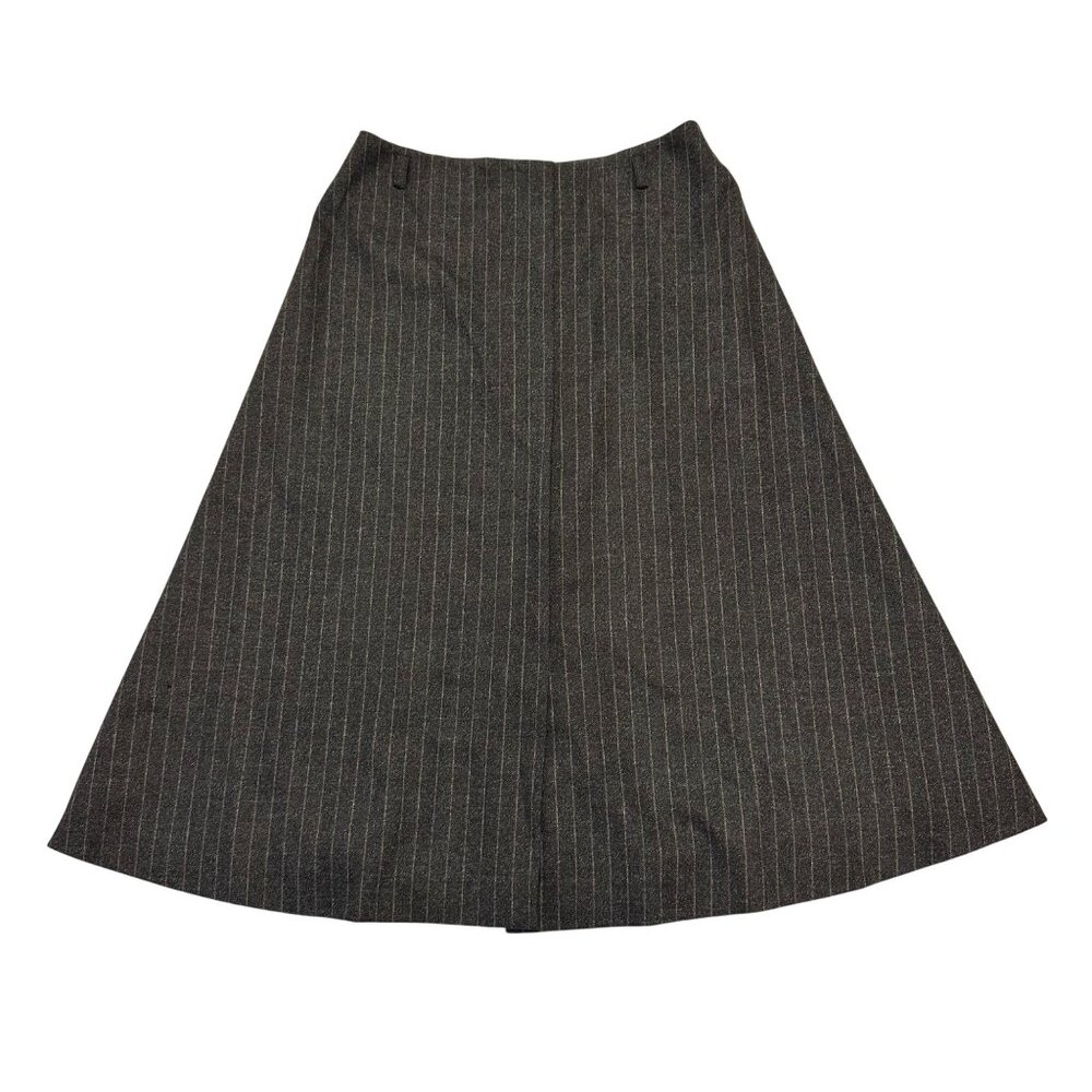 Max Mara Wool A-Line Knee Length Skirt Size 8 US Gray Classic Academia Career